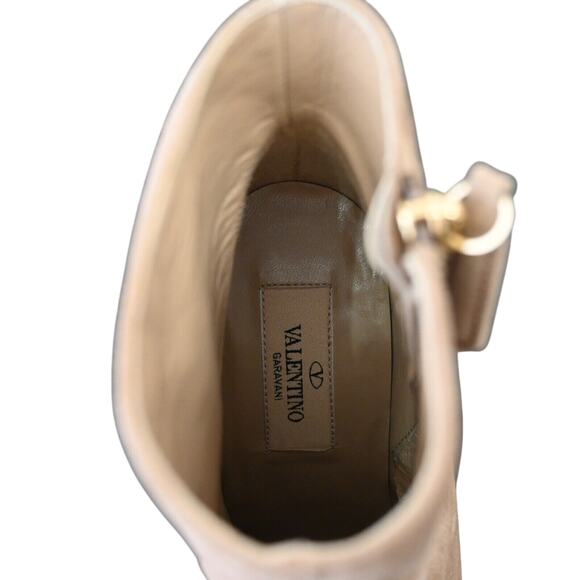 Valentino Garavani Light Brown Suede Floral Lace Heeled Zip Booties Size 37 - Picture 7 of 14